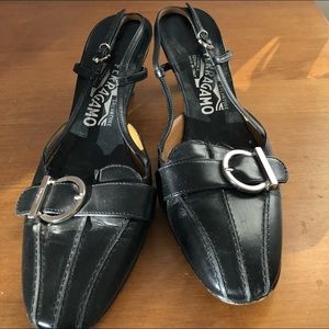 Ferragamo Black Kitten Heels